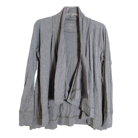 LOFT Sweaters - 🍒 LOFT Lounge Gray Jersey Cardigan size Medium Draped Neckline Long Sleeve